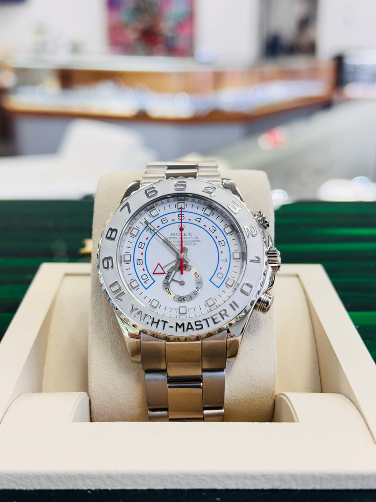 Rolex Yacht Master II 116689 Platinum Bezel 18K White Gold 44mm Box and Papers PreOwned - Diamonds East Intl.