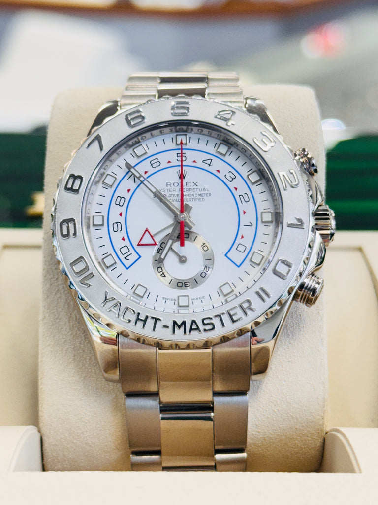 Rolex Yacht Master II 116689 Platinum Bezel 18K White Gold 44mm Box and Papers PreOwned - Diamonds East Intl.