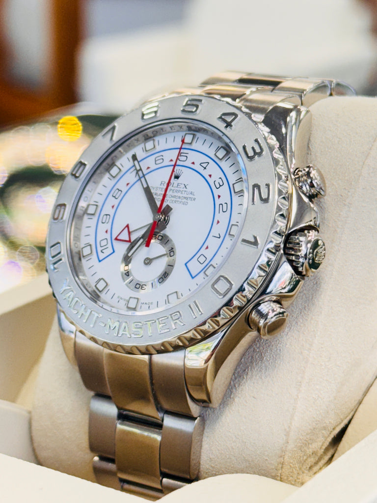 Rolex Yacht Master II 116689 Platinum Bezel 18K White Gold 44mm Box and Papers PreOwned - Diamonds East Intl.