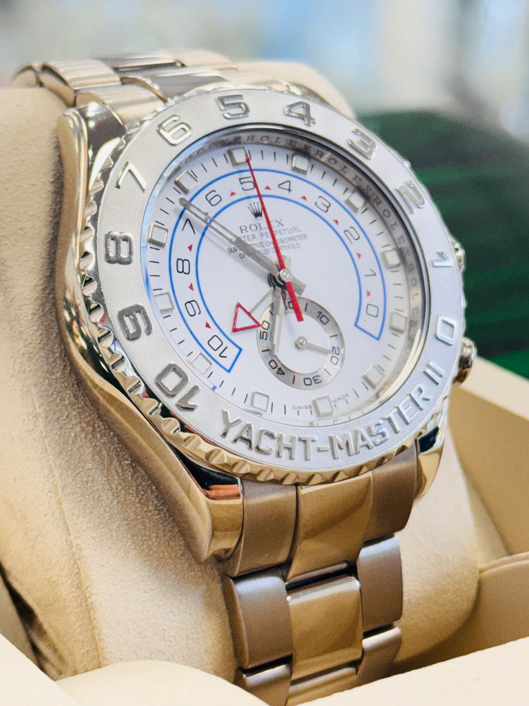 Rolex Yacht Master II 116689 Platinum Bezel 18K White Gold 44mm Box and Papers PreOwned - Diamonds East Intl.