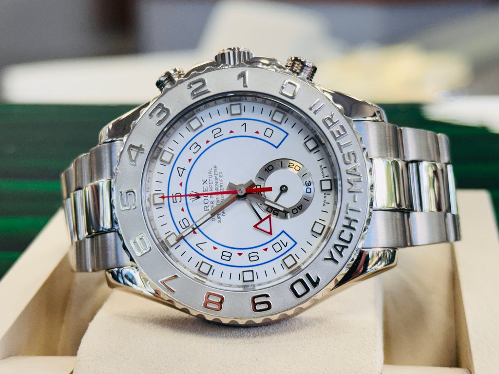 Rolex Yacht Master II 116689 Platinum Bezel 18K White Gold 44mm Box and Papers PreOwned - Diamonds East Intl.
