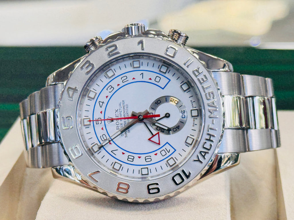 Rolex Yacht Master II 116689 Platinum Bezel 18K White Gold 44mm Box and Papers PreOwned - Diamonds East Intl.