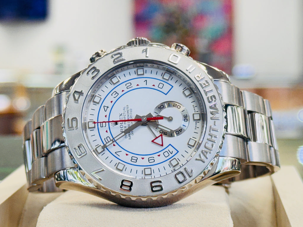 Rolex Yacht Master II 116689 Platinum Bezel 18K White Gold 44mm Box and Papers PreOwned - Diamonds East Intl.