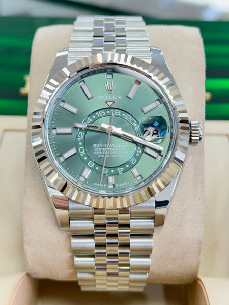 Rolex Sky-Dweller Mint Green Dial 336934 Jubilee Band Box and