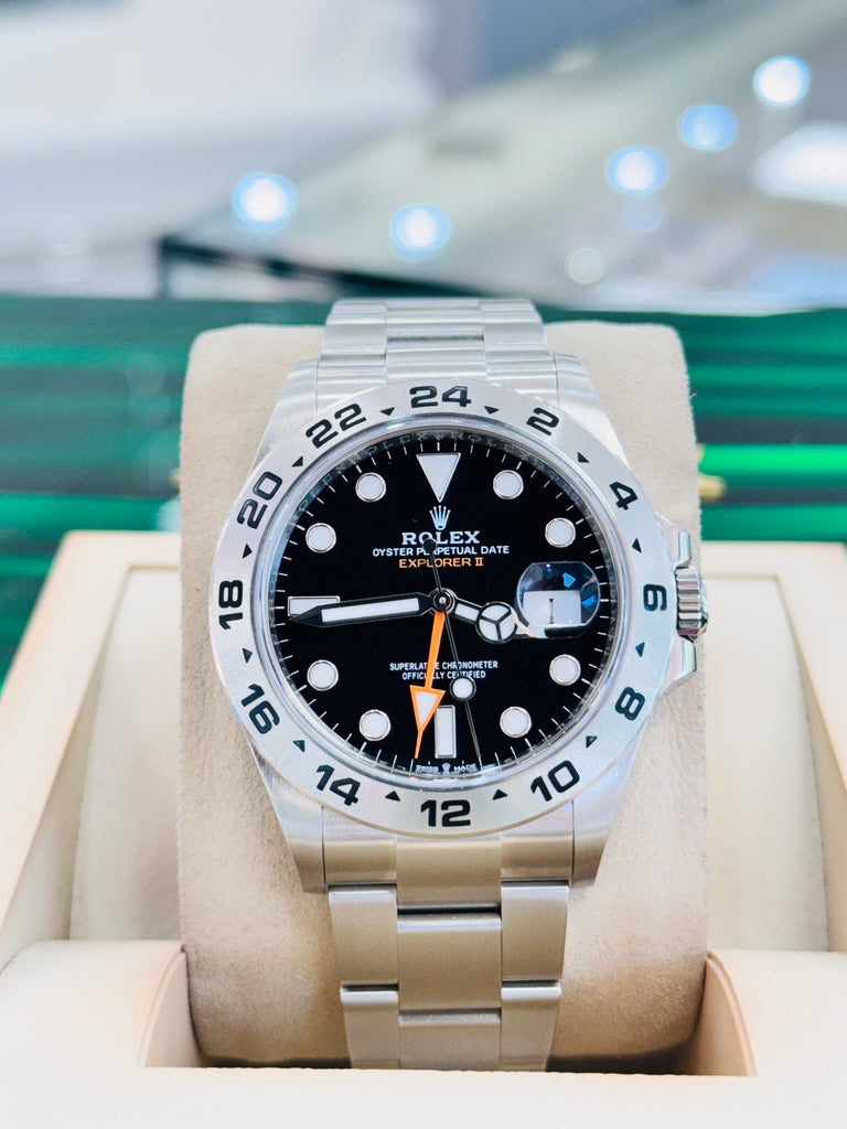 Rolex Explorer II 226570  Black Dial Oyster Steel 42 mm  Box and Papers + RubberB PreOwned - Diamonds East Intl.