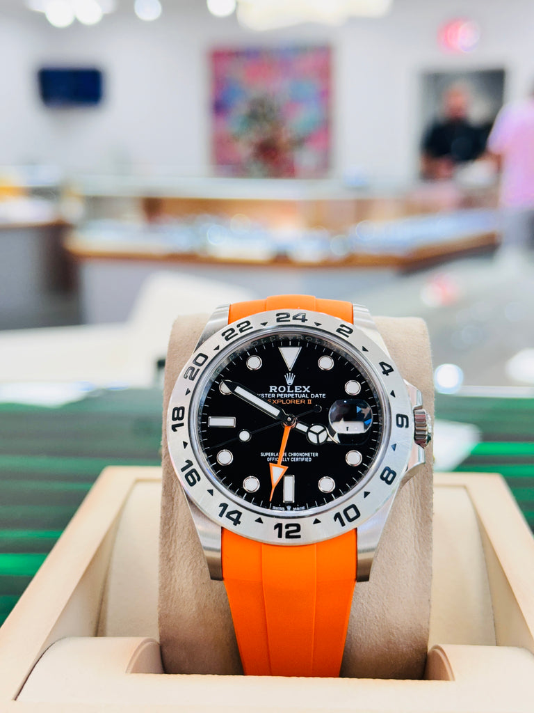 Rolex Explorer II 226570  Black Dial Oyster Steel 42 mm  Box and Papers + RubberB PreOwned - Diamonds East Intl.