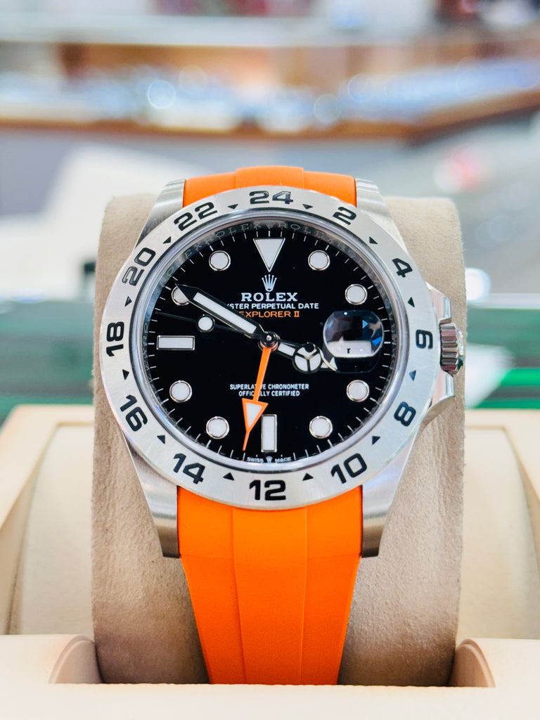 Rolex Explorer II 226570  Black Dial Oyster Steel 42 mm  Box and Papers + RubberB PreOwned - Diamonds East Intl.