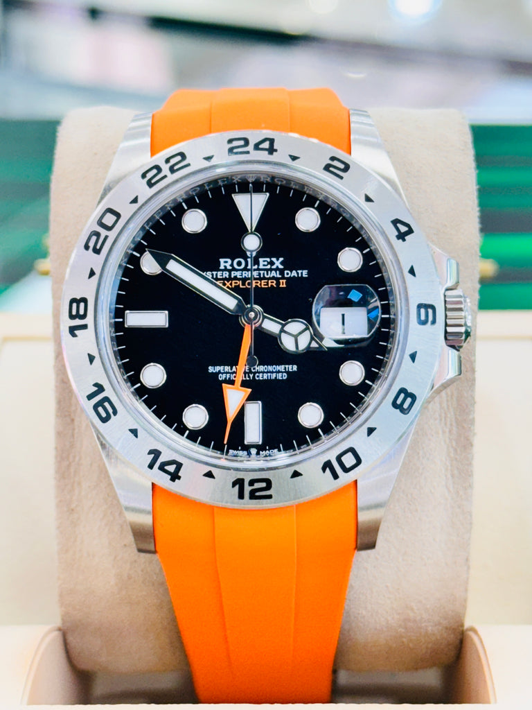 Rolex Explorer II 226570  Black Dial Oyster Steel 42 mm  Box and Papers + RubberB PreOwned - Diamonds East Intl.
