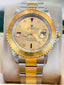 Rolex GMT Master II Root Beer RARE FACTORY Diamond Ruby Serti Dial Steel Yellow Gold Watch 16713