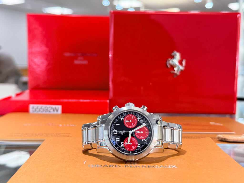 Girard Perregaux Ferrari 8028 Chronograph Black Dial with Black SubDials PreOwned Box & Papers - Diamonds East Intl.