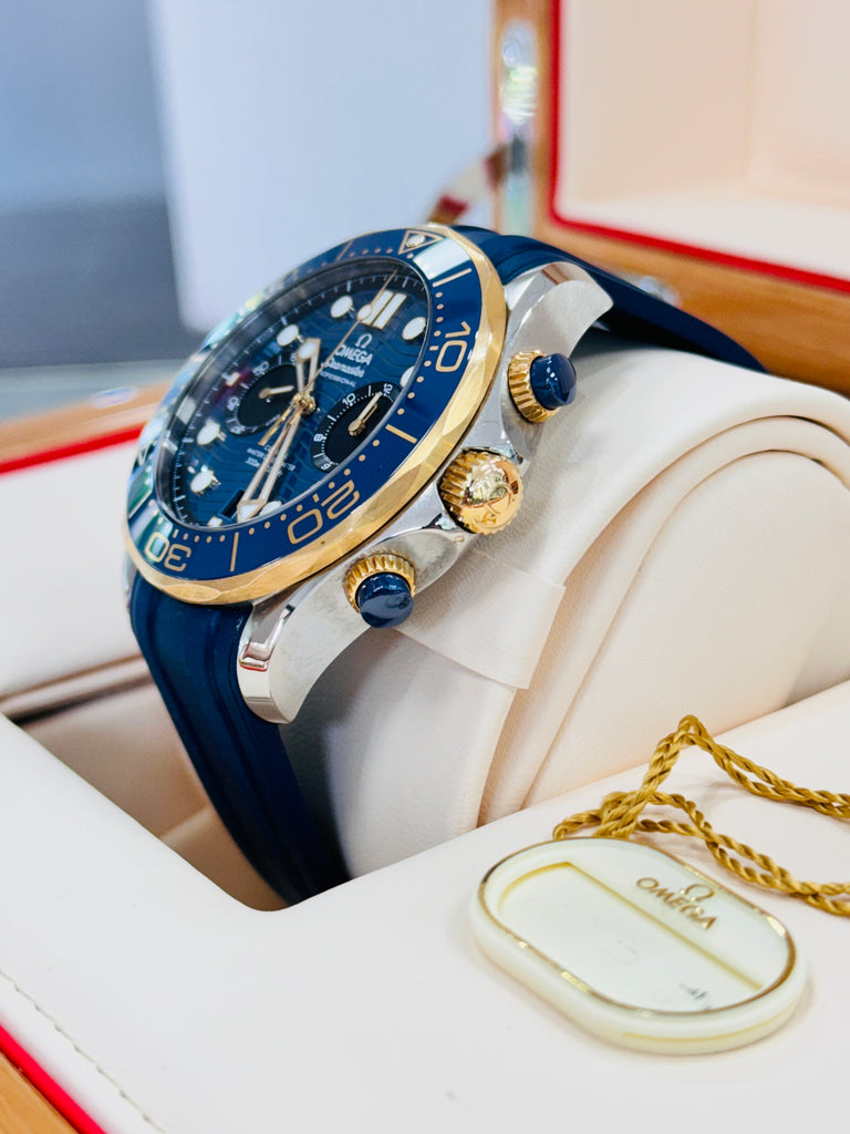 Omega seamaster 300 blue gold best sale