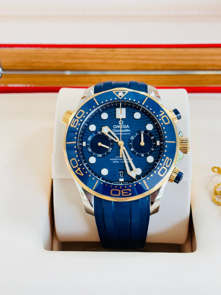 OMEGA Seamaster Diver 300M 18k Yellow Gold/SS Blue Dial 210.22.44.51.03.001 BOX/PAPERS MINT 