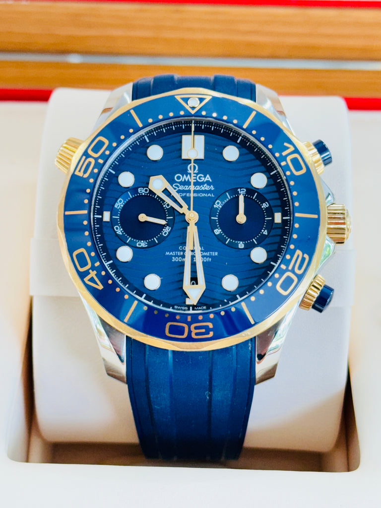 OMEGA Seamaster Diver 300M 18k Yellow Gold/SS Blue Dial 210.22.44.51.03.001 BOX/PAPERS MINT