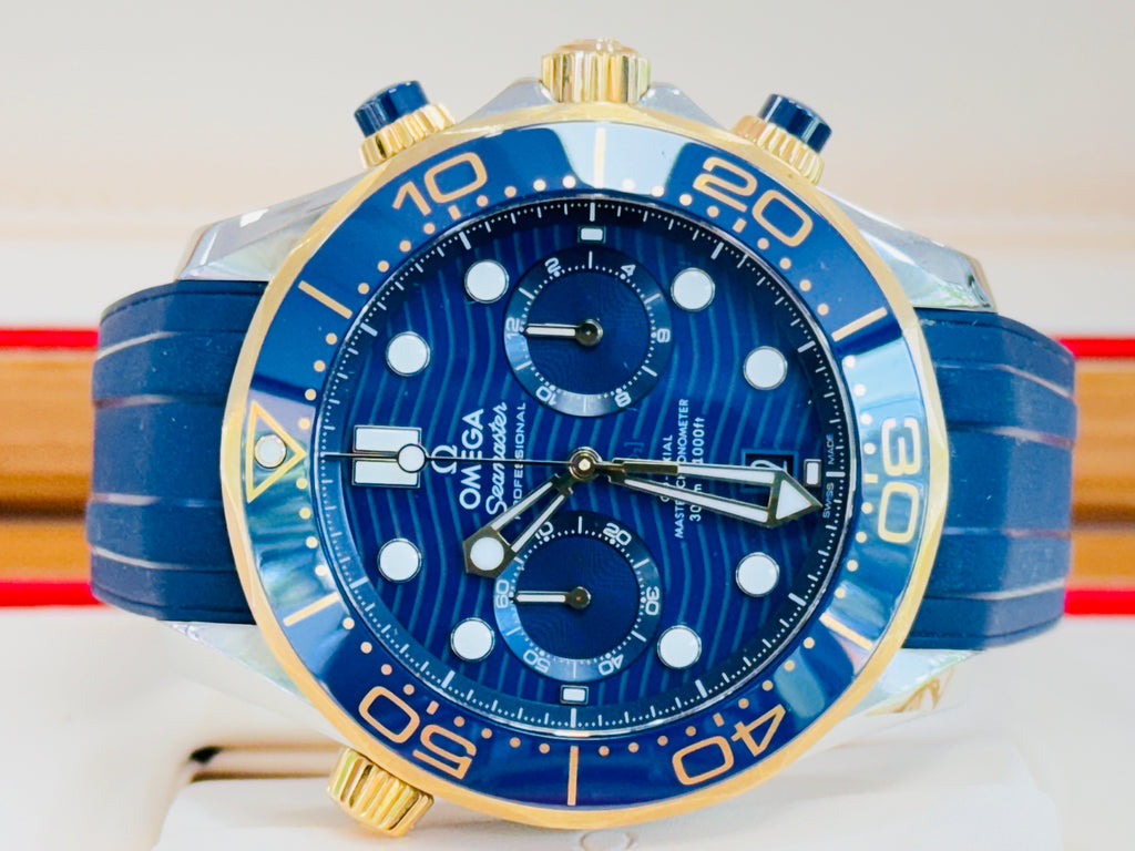 OMEGA Seamaster Diver 300M 18k Yellow Gold/SS Blue Dial 210.22.44.51.03.001 BOX/PAPERS MINT 