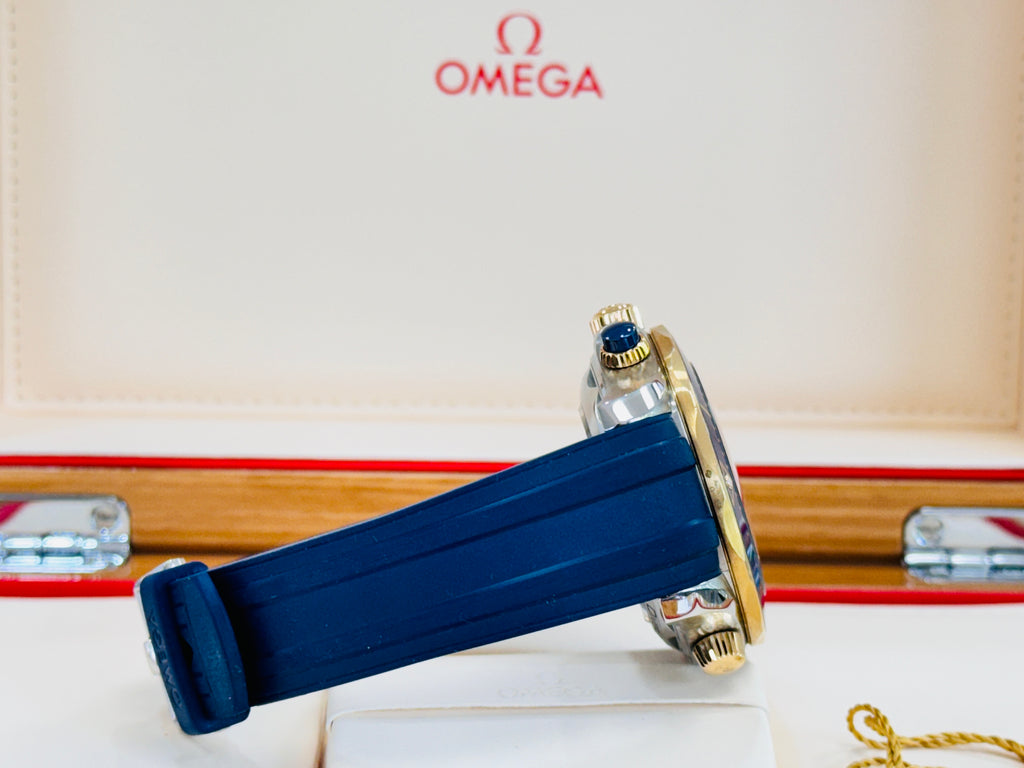 OMEGA Seamaster Diver 300M 18k Yellow Gold/SS Blue Dial 210.22.44.51.03.001 BOX/PAPERS MINT