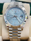 Rolex Day-Date 40 228206 Platinum Glacier Blue Motif Dial  Box and Papers MINT
