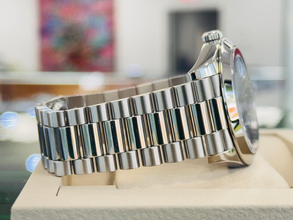 Rolex Day-Date 40 228206 Platinum Glacier Blue Motif Dial  Box and Papers MINT - Diamonds East Intl.