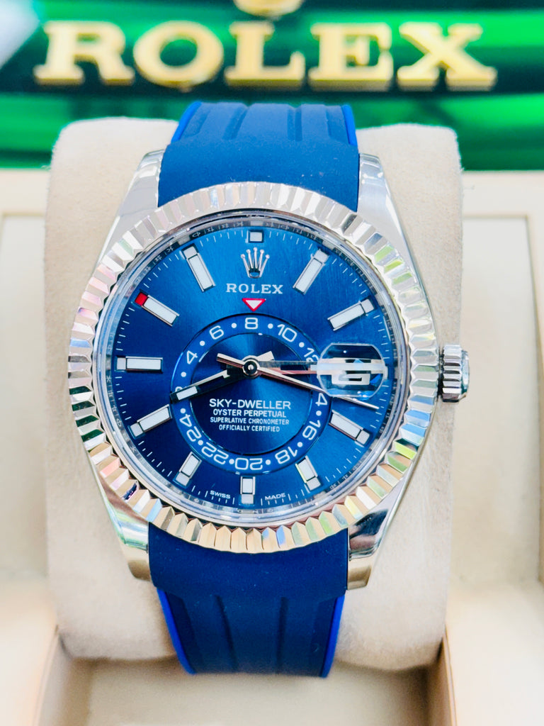 Rolex Sky-Dweller 326934 Blue Dial Oyster Steel Bracelet + Rubber B Watch