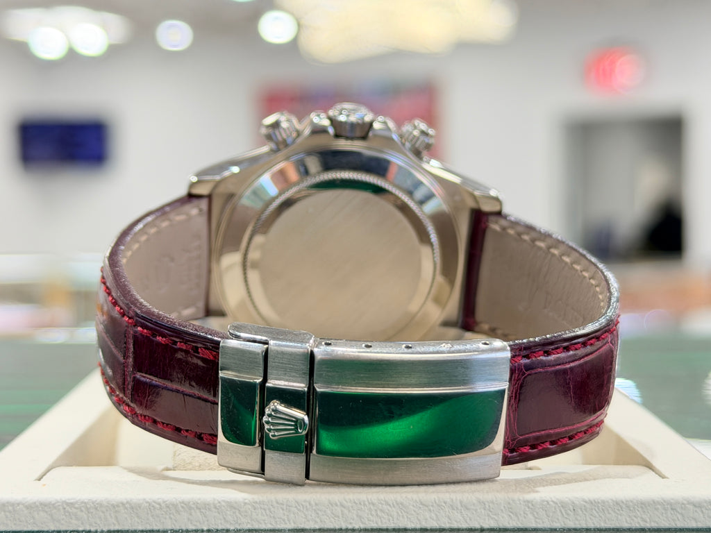 Rolex Daytona 116519 White Gold Factory Diamond Rubellite Grossular Dial Box and Papers PreOwned - Diamonds East Intl.