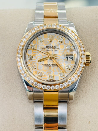 Rolex Lady-Datejust 179383 FACTORY Diamond Bezel & Dial Yellow Gold & Stainless Steel Oyster MINT