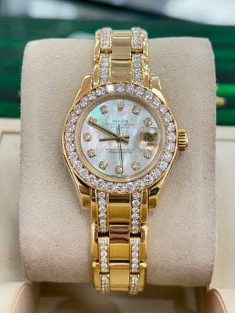 Rolex Lady-Datejust 69298 Pearlmaster crown collection Factory Diamonds and Factory MOP Diamond Dial  PreOwned - Diamonds East Intl.