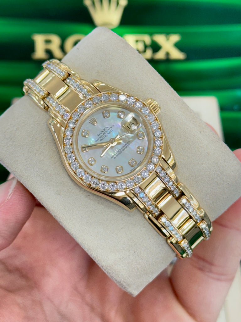 Rolex Lady-Datejust 69298 Pearlmaster crown collection Factory Diamonds and Factory MOP Diamond Dial  PreOwned - Diamonds East Intl.