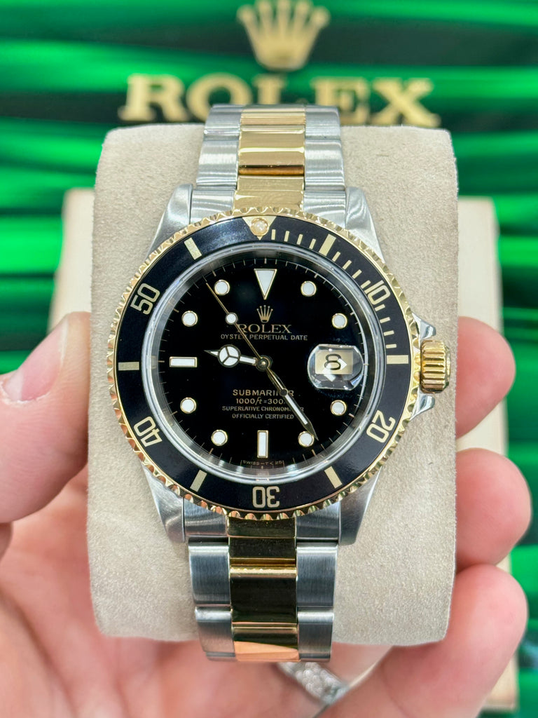 Rolex Submariner Date 16613 Stainless & Gold Black Dial Box and Papers Complete set PreOnwed - Diamonds East Intl.