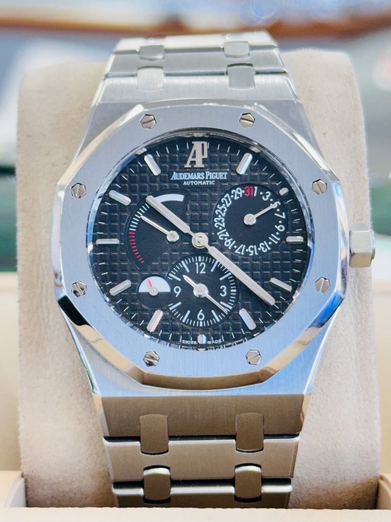 Audemars Piguet Royal Oak Dual Time Black Dial 39mm 26120ST.OO.1220ST.03 MINT Box and Papers - Diamonds East Intl.