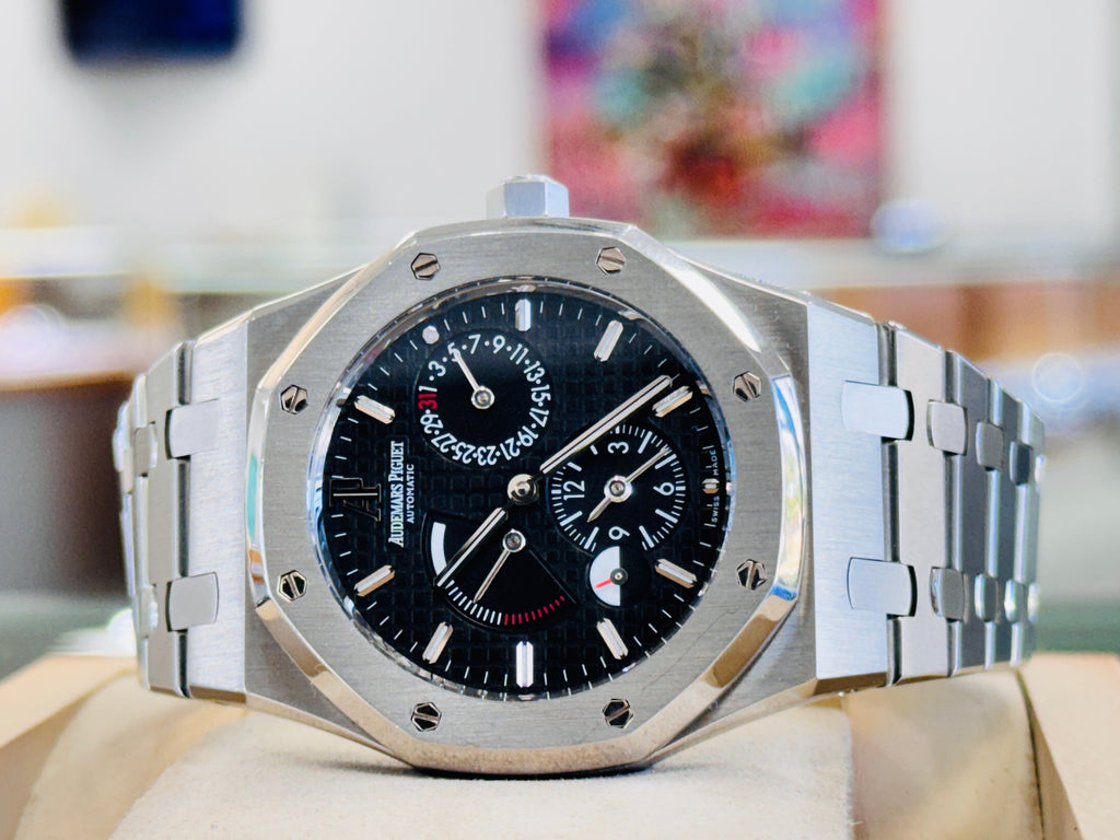 Audemars Piguet Royal Oak Dual Time Black Dial 39mm 26120ST.OO.1220ST.03 MINT Box and Papers - Diamonds East Intl.