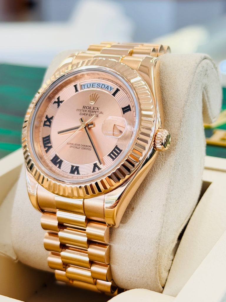 Rolex Day-Date II 218235 41mm 18k EverRose Concentric Roman Dial MINT