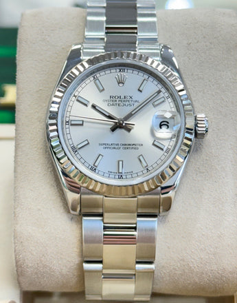 Rolex Datejust 31 178274 Silver stick Dial Oyster PreOwned - Diamonds East Intl.