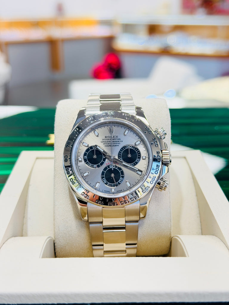 Rolex Daytona 116509 White Gold Cosmograph Silver Panda Dial Box and Papers PreOwned - Diamonds East Intl.