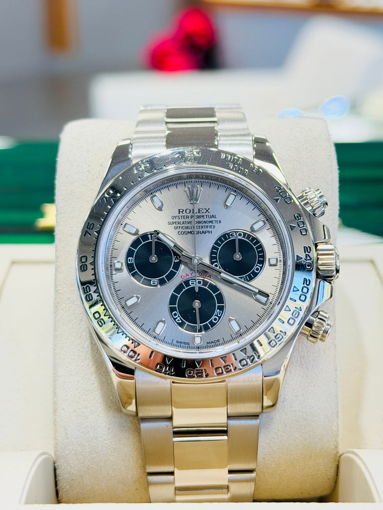 Rolex Daytona 116509 White Gold Cosmograph Silver Panda Dial Box and Papers PreOwned - Diamonds East Intl.