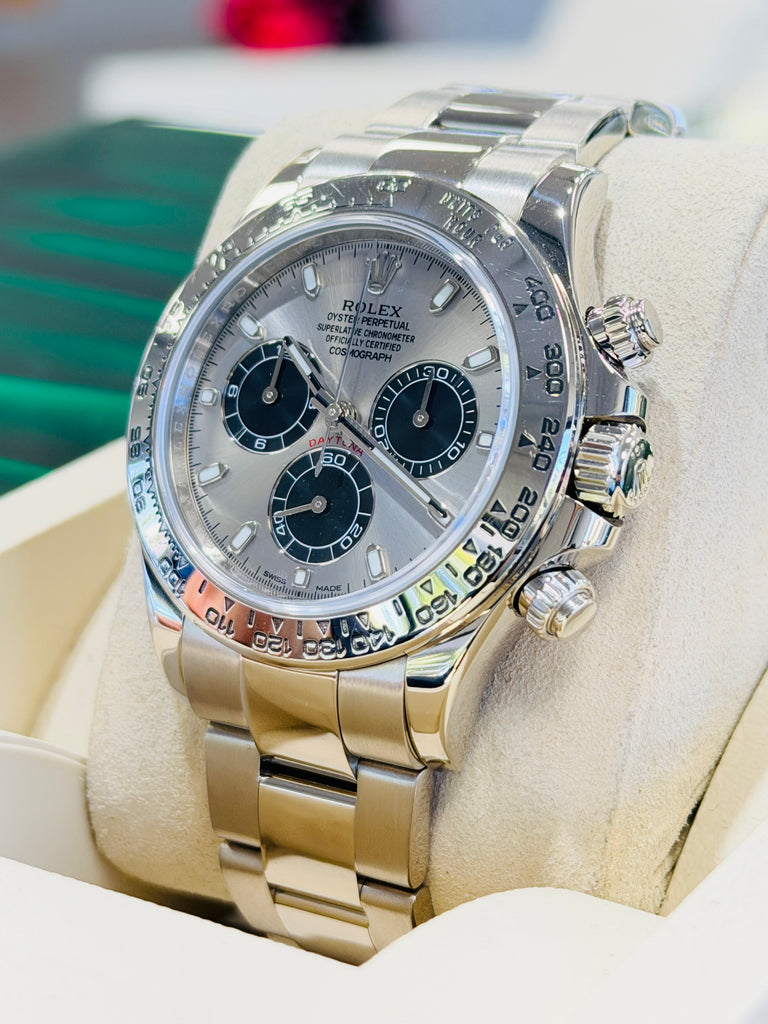 Rolex Daytona 116509 White Gold Cosmograph Silver Panda Dial Box and Papers PreOwned - Diamonds East Intl.
