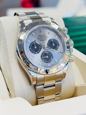 Rolex Daytona 116509 White Gold Cosmograph Silver Panda Dial Box and Papers PreOwned - Diamonds East Intl.