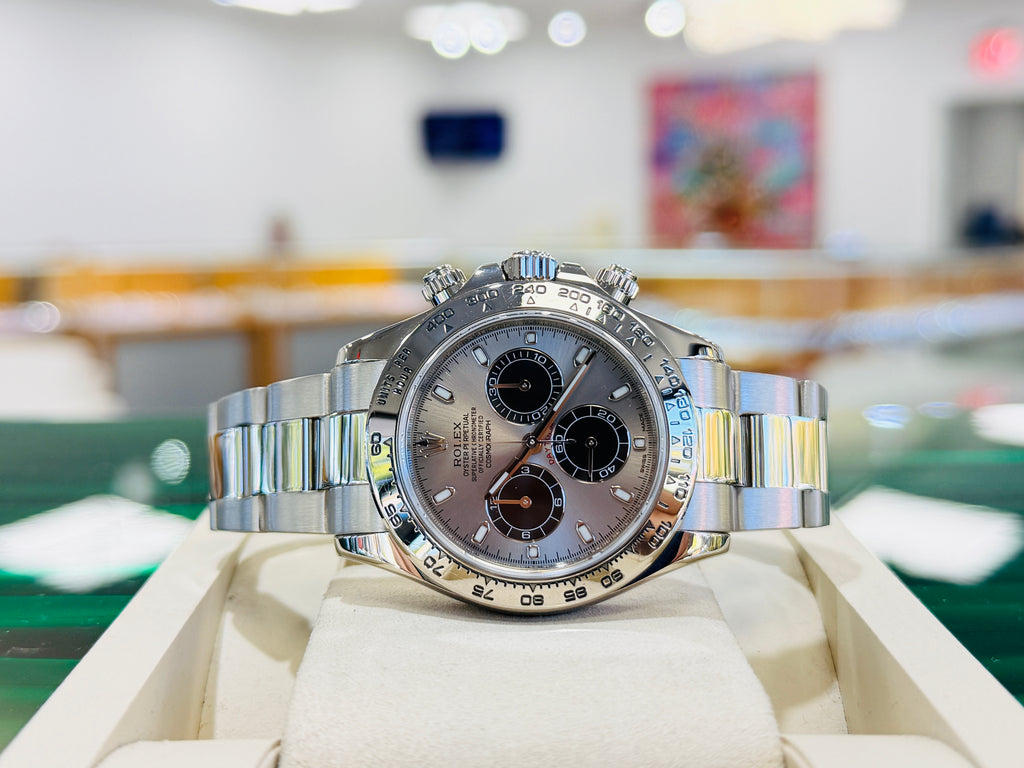 Rolex Daytona 116509 White Gold Cosmograph Silver Panda Dial Box and Papers PreOwned - Diamonds East Intl.