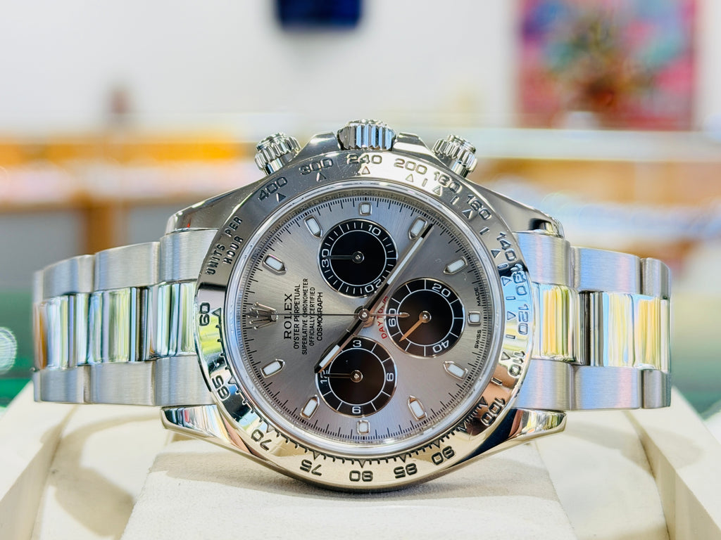 Rolex Daytona 116509 White Gold Cosmograph Silver Panda Dial Box and Papers PreOwned - Diamonds East Intl.