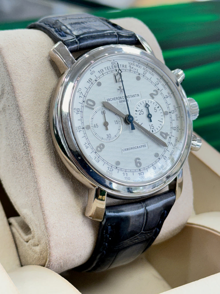 Vacheron Constantin Malte 18k White Gold Silver Manual Watch 47120/000G-9098 Diamonds East Intl.