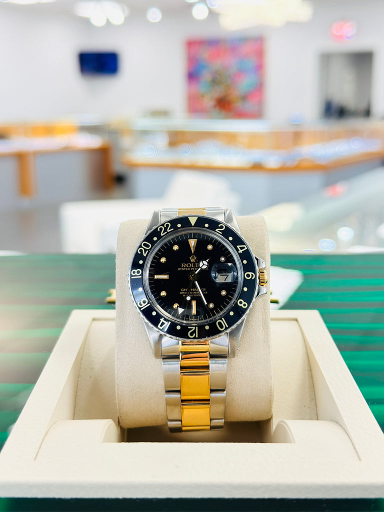 Rolex GMT-Master 40 1675  Stainless & Gold Oyster Black Dial  Vintage 5 Million Serial PreOwned - Diamonds East Intl.