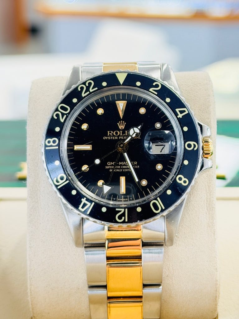 Rolex GMT-Master 40 1675  Stainless & Gold Oyster Black Dial  Vintage 5 Million Serial PreOwned - Diamonds East Intl.