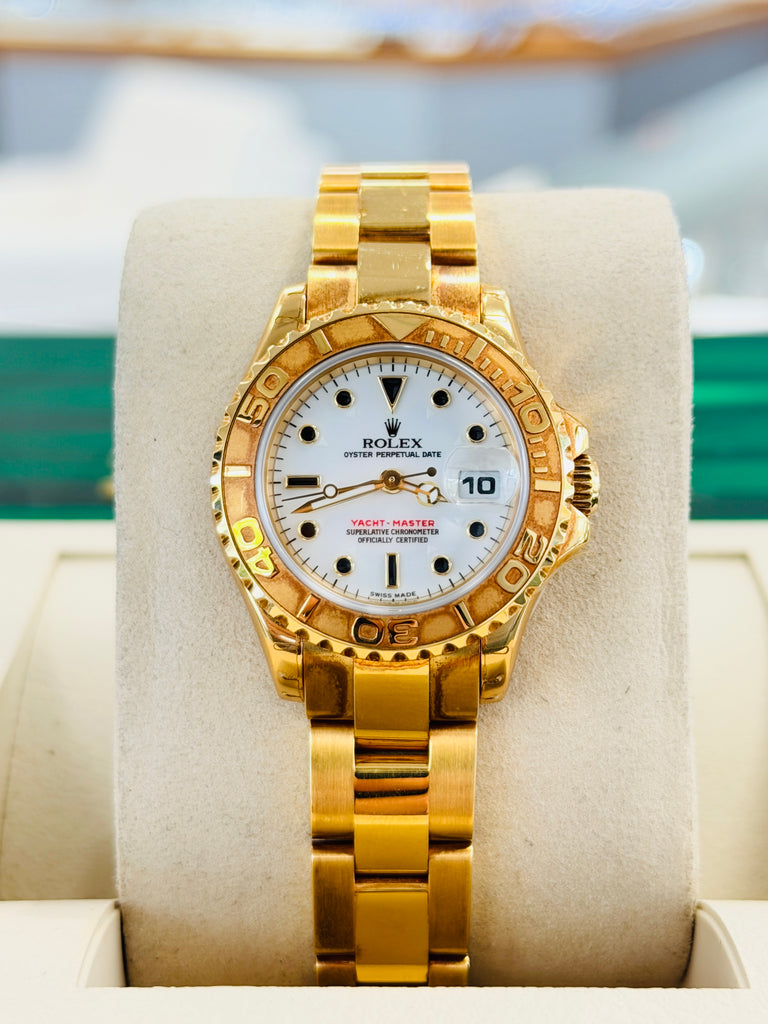 Rolex Yacht-Master 29 169628 Yellow Gold White Dial Box & Papers Unworn STICKERED