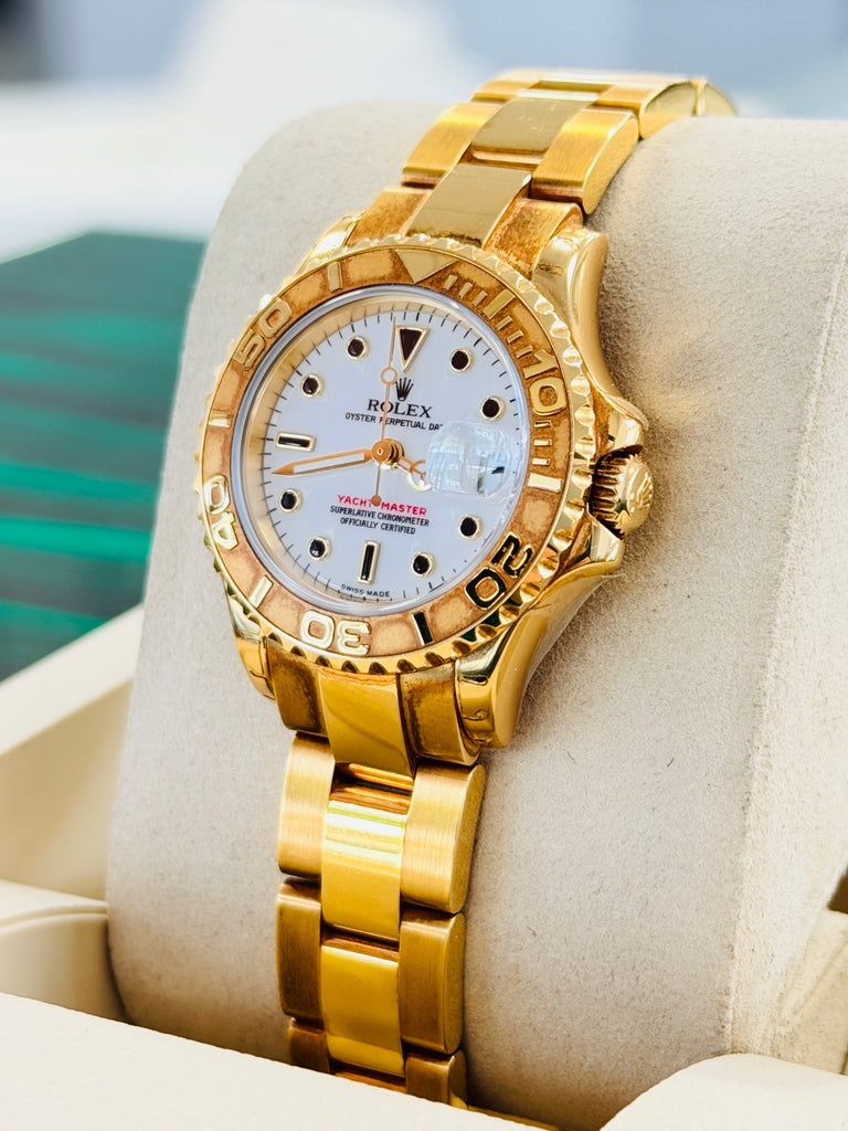 Rolex Yacht-Master 29 169628 Yellow Gold White Dial Box & Papers Unworn STICKERED