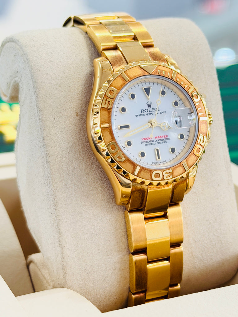 Rolex Yacht-Master 29 169628 Yellow Gold White Dial Box & Papers Unworn STICKERED