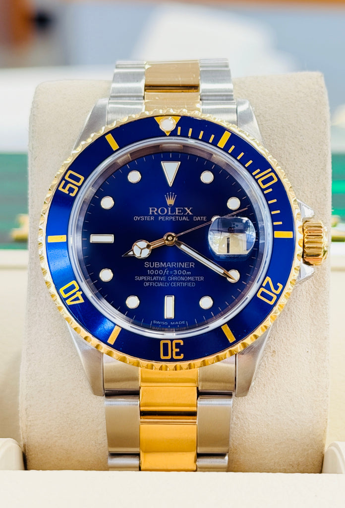 Rolex Submariner Date 40 16613 LB Two-Tone Yellow Gold & Steel  Blue Dial “Bluesy” Non Ceramic MINT
