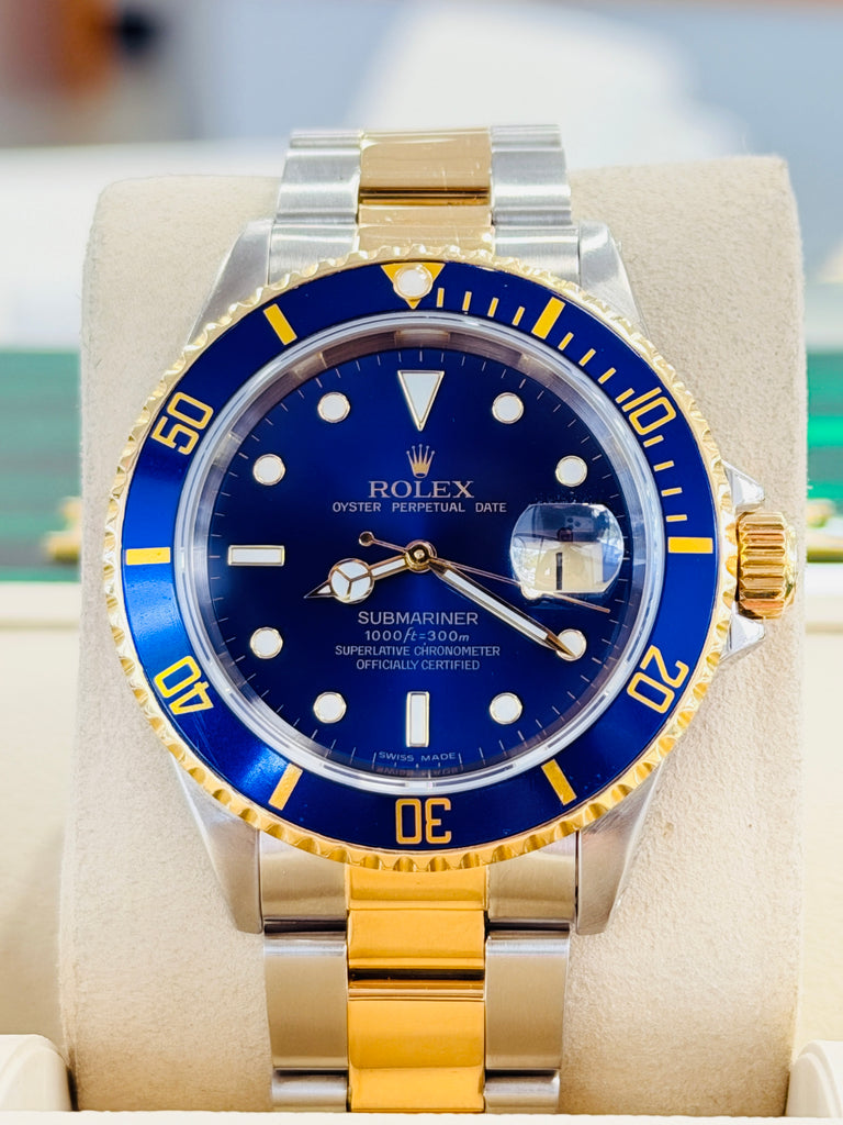 Rolex Submariner Date 40 16613 LB Two-Tone Yellow Gold & Steel  Blue Dial “Bluesy” Non Ceramic MINT