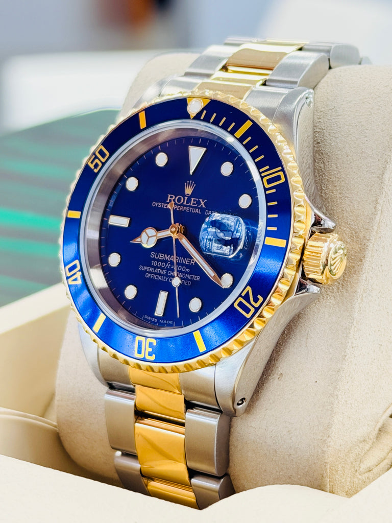 Rolex Submariner Date 40 16613 LB Two-Tone Yellow Gold & Steel  Blue Dial “Bluesy” Non Ceramic MINT