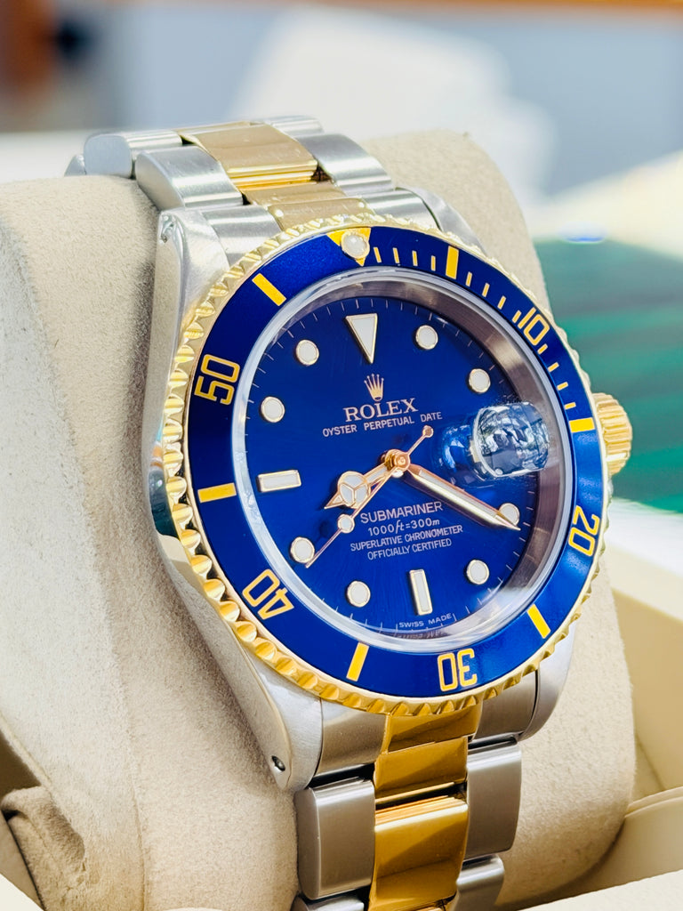 Rolex Submariner Date 40 16613 LB Two-Tone Yellow Gold & Steel  Blue Dial “Bluesy” Non Ceramic MINT