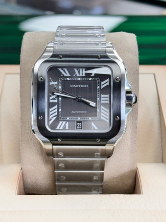Cartier Santos WSSA0037 Steel ADLC Grey Dial  Box and Papers UNWORN - Diamonds East Intl.