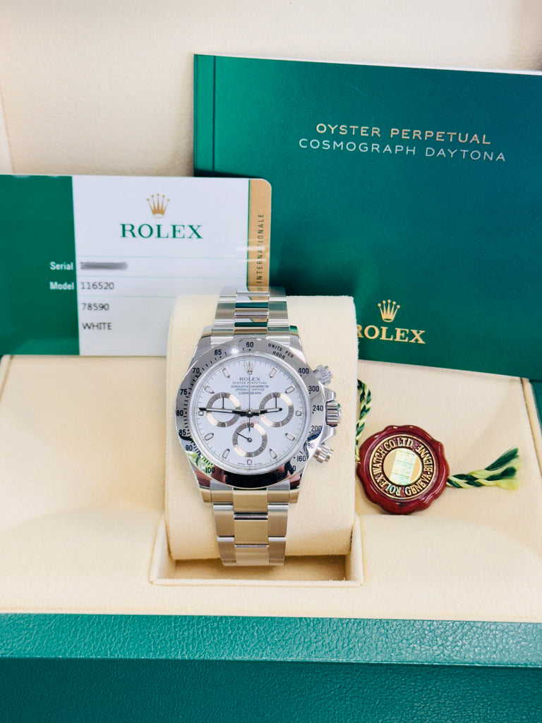Rolex Daytona Cosmograph 116520 40mm Stainless Steel White Dial  Box and Papers Unworn Stickers