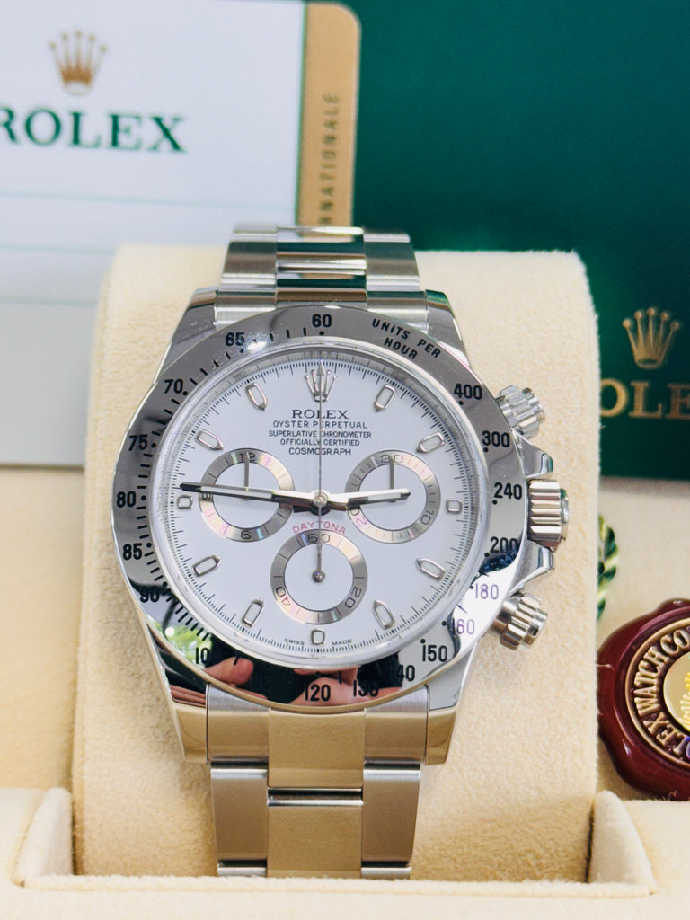 Rolex Daytona Cosmograph 116520 40mm Stainless Steel White Dial  Box and Papers Unworn Stickers